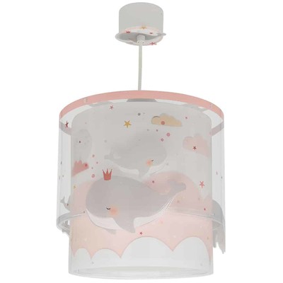 Kids Single Ceiling Light E27x1 Whale Dreams Pink