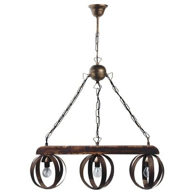 Pendant Light 3 Lights Wooden Bar With Balls