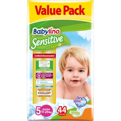 Babylino Junior Νο.5 (11-16 kg) Value Pack Απορροφητικές & Πιστοποιημένα Φιλικές Παιδικές Πάνες 44 Tεμάχια