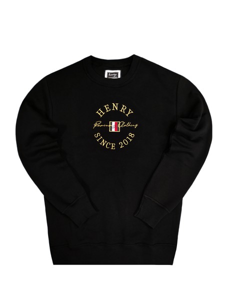 Henry clothing black sweatshirt gold emblem