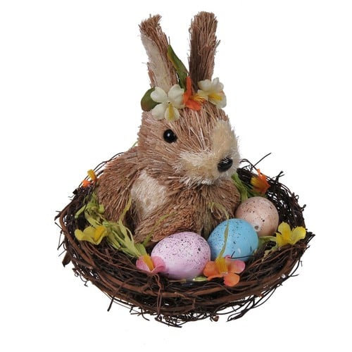 Shportë dekorative për Pashkë me lepur dhe vezë, 2