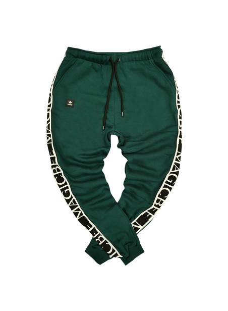 Magicbee elastic stripes pants - dark green