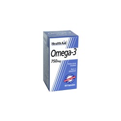 Health Aid Omega 3 750mg Συμπλήρωμα Διατροφής Ιχθυελαίου Με Ειδική Σύνθεση Η Οποία Δεν Αφήνει Την Επίγευση Ψαριού 60 κάψουλες