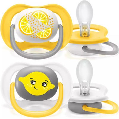 AVENT Ultra Air Happy Ορθοδοντική Πιπίλα Σιλικόνης Για 6-18 Μηνών, Κίτρινο & Λευκό Χρώμα, 2 Τεμάχια[SCF080/18]