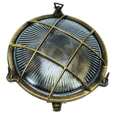 Brass Round Wall Light Antique Φ24cm Ε27 Ip64