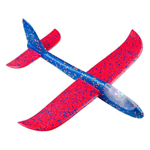 Aeroplan sfungjeri blu e kuqe 47 cm me drite 