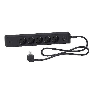 Unica Extend Schuko Trailing Lead 5 Gangs With Usb
