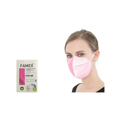 FAMEX Μάσκα Προσώπου Υψηλής Προστασίας KN95-FFP2 Χωρίς Βαλβίδα Ροζ x10