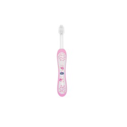 Chicco Toothbrush 6+ Μηνών Οδοντόβουρτσα Για Βρέφη Ροζ 1 τεμάχιο
