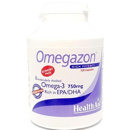 Health Aid Omegazon Ωμέγα 3 - 750 mg, Υγιή Καρδιά, Κυκλοφορικό & Εγκέφαλος Family Pack, 120caps