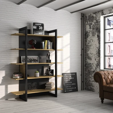 Βιβλιοθήκη Russel 136x44x180εκ. Helvezia Oak/Black