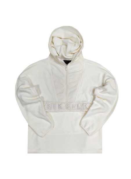 Siksilk ecru half zip polar fleece hoodie - ss22100