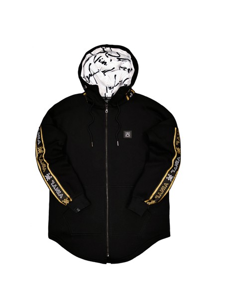 Vinyl art clothing black gold taped hoodie with full zip