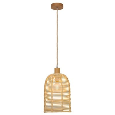 Pendant Light Knitted Basket In Natural Color Ε27 