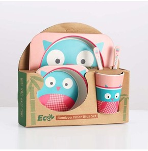 One & Only Baby Children's Food Set Pink Owl Παιδι