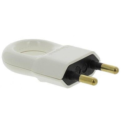 Male Bipolar Plug Simple 2P 6A Plastic White