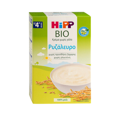 HIPP Bio Βρεφική Κρέμα Ρυζάλευρο Χωρίς Γάλα Από 4 Μηνών 200g