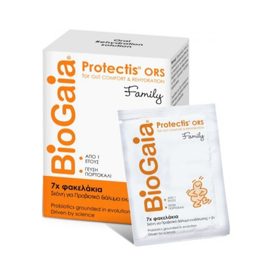 BIOGAIA Protectis Family Για Την Αντιμετώπιση Των Ηλεκτρολυτικών Διαταραχών & Της Αφυδάτωσης Με Γεύση Πορτοκάλι x7 Φακελάκια