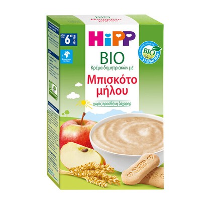 HIPP Bio  Βρεφική Κρέμα Με Μπισκότο Μήλου Από 6 Μηνών 200g