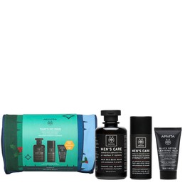 Apivita Promo Mens Care Hair & Body Wash 250ml & Anti-Wrinkle Anti-Fatique Face & Eye Cream 50ml & Black Detox Cleansing Jelly 50ml