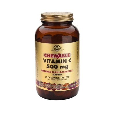 Solgar - Vitamin C 500mg Chewable Raspberry Flavour Μασώμενη Βιταμίνη C με γεύση Σμέουρο - 90chew.tabs