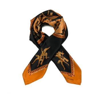  Lekanis silk scarf- ceramic brown