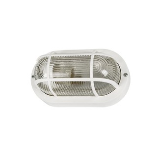 Oval Bulkhead Outdoor Wall Light with Grid 60W Whi
