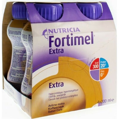 NUTRICIA Fortimel Extra Moka Πόσιμο Θρεπτικό Σκεύασμα Υψηλής Περιεκτικότητας Σε Πρωτεΐνη Με Γεύση Καφέ 4x200ml