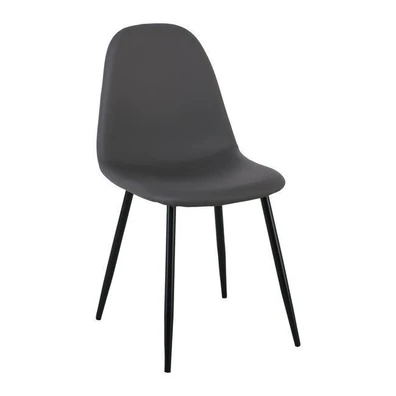 Σετ 4τμχ Καρέκλα Steel Μαύρη/PVC Γκρι 45x54x85cm Z