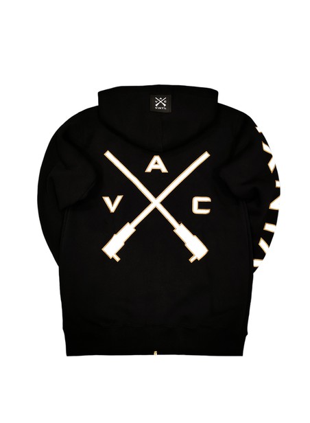 Vinyl art clothing black gold back logo hoodie with full zip