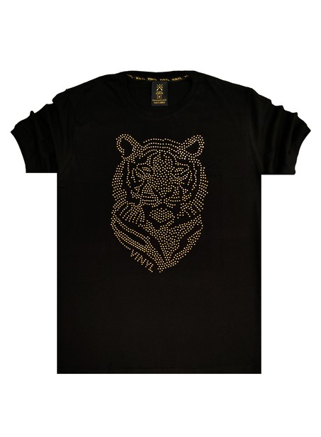 Vinyl art clothing black gold tiger t-shirt