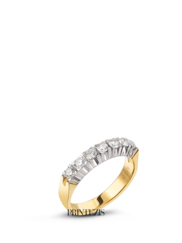 Δαχτυλίδι Χρυσό - Λευκόχρυσο Κ18 με Διαμάντια