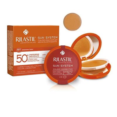RILASTIL Sun System Uniforming Compact Cream Compact Foundation Υψηλής Κάλυψης Με SPF 50+ 02 Dore 10g