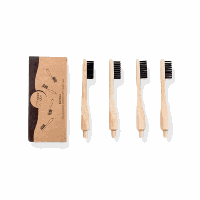 HAPPY TABS Bamboo Replaceable Toothbrush Heads Aντικαταστάσιμες Kεφαλές Oδοντόβουρτσας 4 Τεμάχια