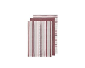 Ladelle Πετσέτες Κουζίνας Βαμβακερές Σκούρο Ροζ Abode Stripe 45X70cm- Σετ 3 Τεμάχια
