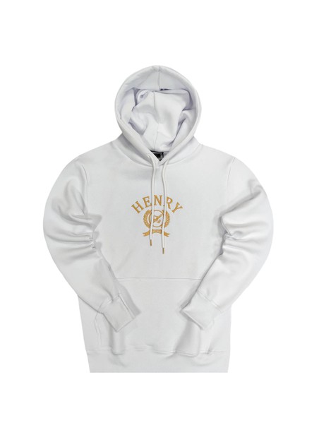 Henry clothing white emplem logo hoodie