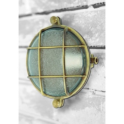 Brass Wall Light N.6600 Ε14 Ip64 Antique D16cm