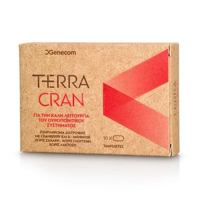 GENECOM Terra Cran Συμπλήρωμα Διατροφής Με Cranberry Για Την Καλή Υγεία Του Ουροποιητικού x10 Κάψουλες