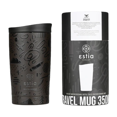 Estia Θερμος Travel mug Save the Aegean 350ml Noir