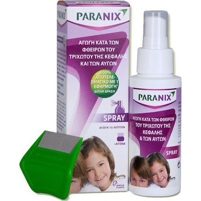 PARANIX Spray Αγωγή Κατά των Φθειρών Του Τριχωτού Της Κεφαλής & Των Αυγών 100ml + Κτένα