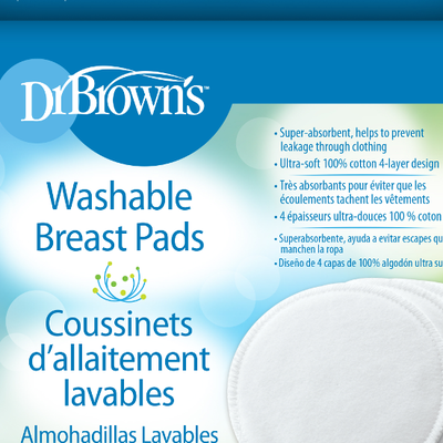 DR. BROWN'S Washable Breast Pads Βαμβακερά Επιθέματα Στήθους Πλενόμενα x4