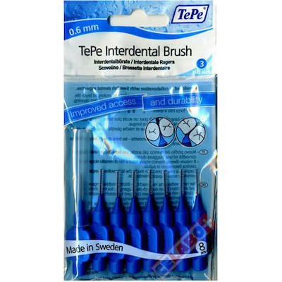 TePe Original Μεσοδόντια Βουρτσάκια 0.6mm Μπλε 8τμ