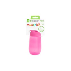 Munchkin Simple Clean Straw Cup Pink 12m + Children's Glass With Straw 296ml