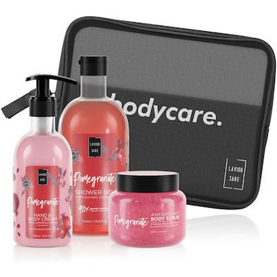LAVISH CARE Bodycare Pomegranate Shower Gel 500ml & Hand&Body Cream 300ml & Body Scrub 250ml & Νεσεσέρ
