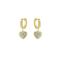 InoPlus Borghetti Pharma Hoop Oro Cuore Strass 0823 Hypoallergenic Earrings Gold Hoops With Hearts 1 pair