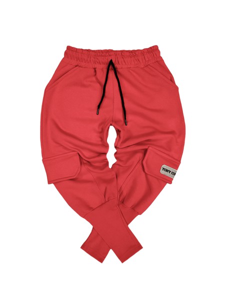 TONY COUPER RED RIP CARGO TRACKPANTS
