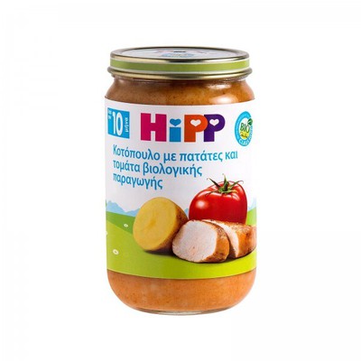 HIPP Bio Βρεφικό Γεύμα Κοτόπουλο Με Πατάτες & Ντομάτα Βιολογικής Παραγωγής Από 10 Μηνών 220g