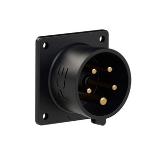 Recessed Plug Male for Panel 5Χ16Α 400V ΙΡ44 Black