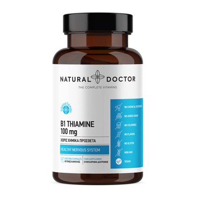 NATURAL DOCTOR B1 Thiamine Συμπλήρωμα Διατροφής Για Τη Καλή Λειτουργία Του Νευρικού Συστήματος 90 Κάψουλες