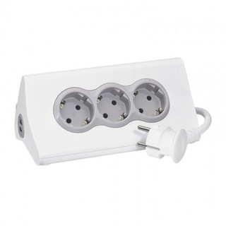 Socket Outlet with Tablet Support 3-Way + 2xUSB Wh